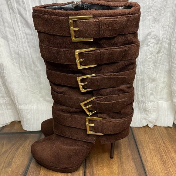 Michael Antonio Multi Buckle Mid Calf Boots - Picture 1 of 8